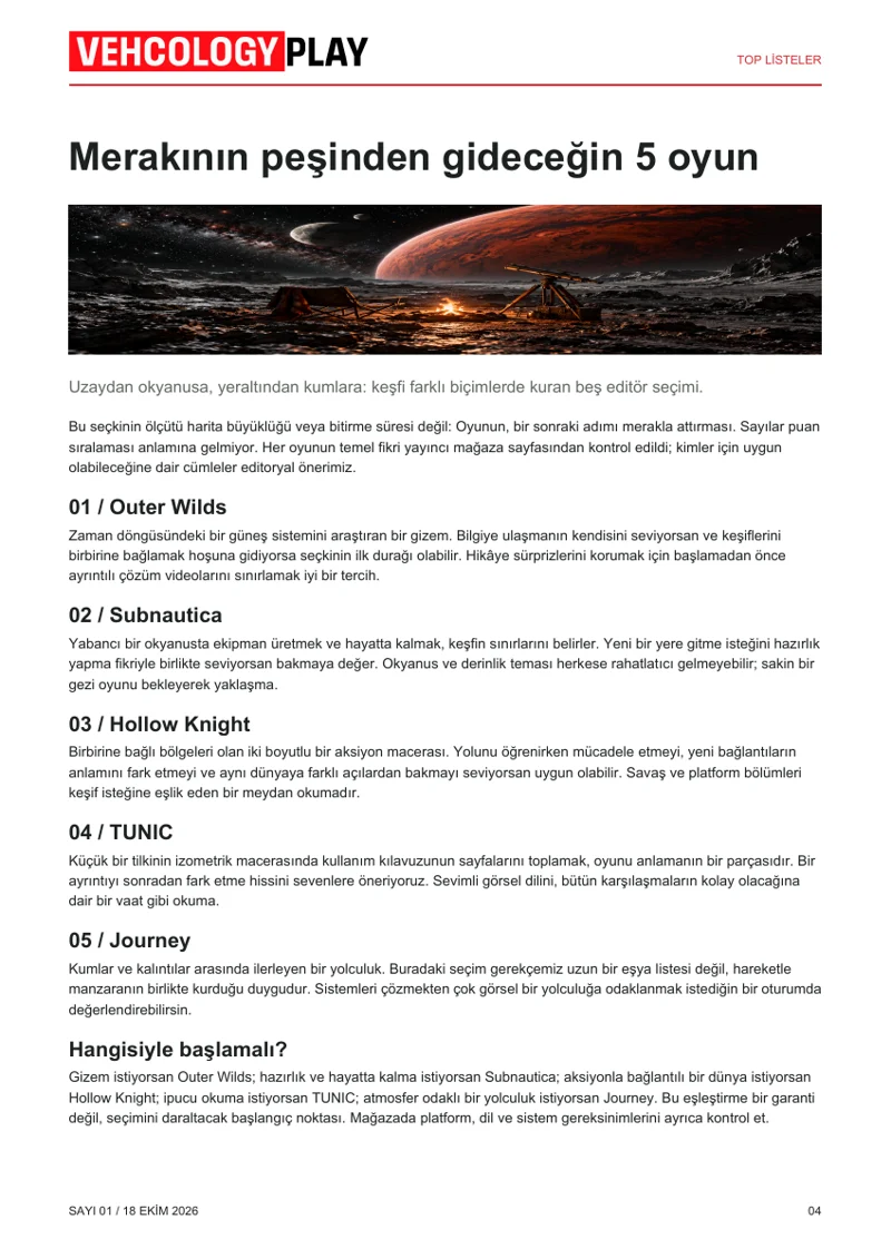 Vehcology Play / Sayı 01: Keşfin Peşinde Sayfa 4